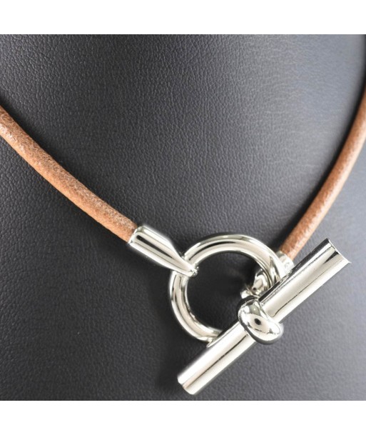 HERMES Hermes leather brown ladies choker Pour