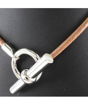 HERMES Hermes leather brown ladies choker Pour