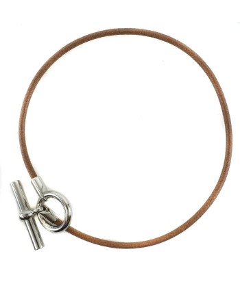 HERMES Hermes leather brown ladies choker Pour