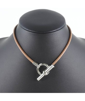 HERMES Hermes leather brown ladies choker Pour