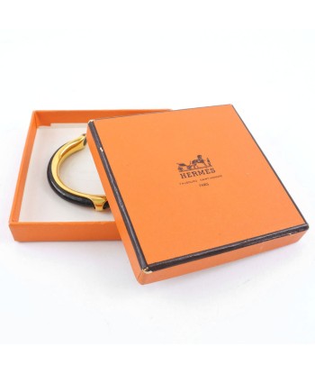 HERMES Hermes Gold Plated Calf Black Womens Bracelet Jusqu'à 80% De Réduction