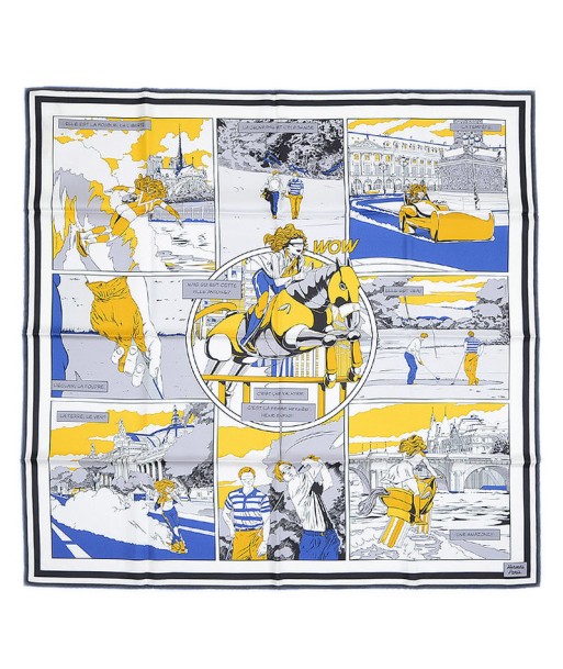 Hermes Silk Scarf BlueGoldWhite en ligne des produits 