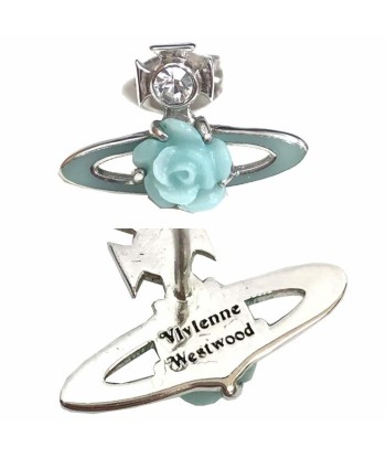 Vivienne Westwood ORB Orb Earrings Rose Rhinestone Light Blue x Silver de l' environnement