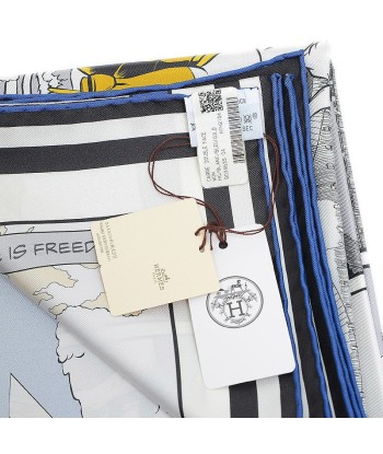 Hermes Silk Scarf BlueGoldWhite en ligne des produits 