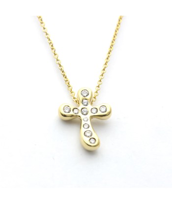 Tiffany Dots Cross Diamond Yellow Gold (18K) Diamond WomenMen Fashion Pendant Necklace (Gold) de votre