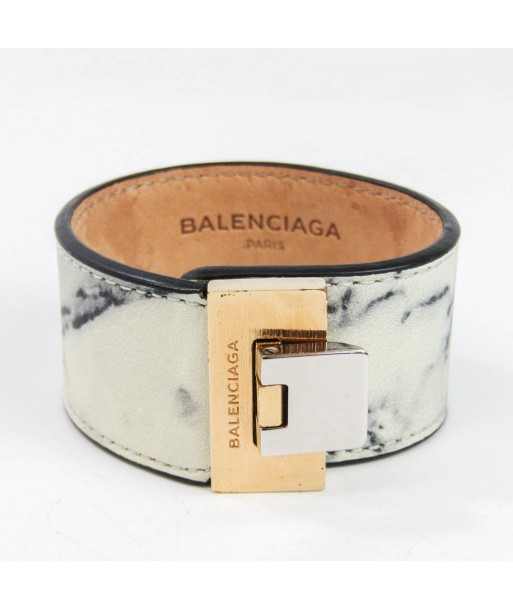 Balenciaga Le Dis Marble 332916 Leather Bangle White Les magasins à Paris