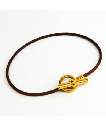 Hermes Glenan Choker LeatherMetal Bangle BrownGold Le MVP de beaucoup