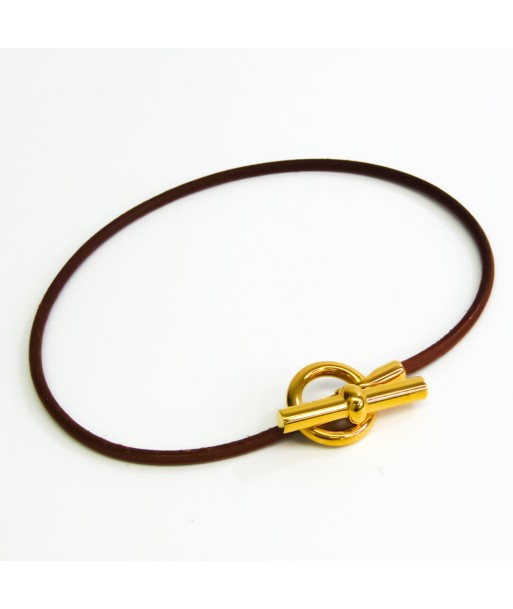 Hermes Glenan Choker LeatherMetal Bangle BrownGold Le MVP de beaucoup