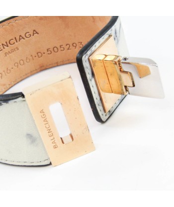 Balenciaga Le Dis Marble 332916 Leather Bangle White Les magasins à Paris