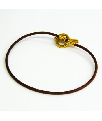 Hermes Glenan Choker LeatherMetal Bangle BrownGold Le MVP de beaucoup