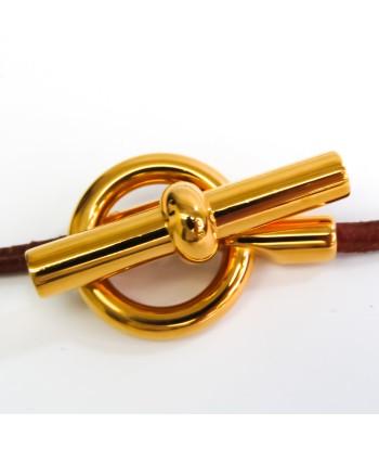 Hermes Glenan Choker LeatherMetal Bangle BrownGold Le MVP de beaucoup