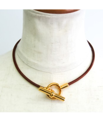 Hermes Glenan Choker LeatherMetal Bangle BrownGold Le MVP de beaucoup