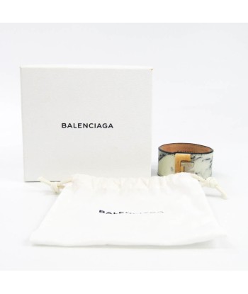 Balenciaga Le Dis Marble 332916 Leather Bangle White Les magasins à Paris