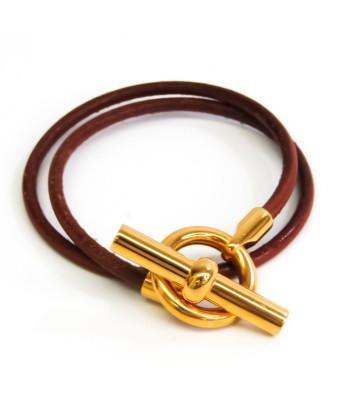 Hermes Glenan Choker LeatherMetal Bangle BrownGold Le MVP de beaucoup