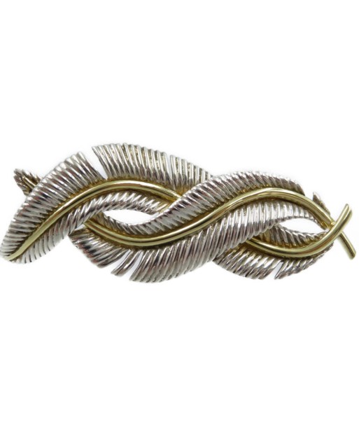 Tiffany Silver 925 18K W Feather Brooch Yellow Gold Venez découvrir notre 