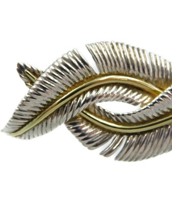 Tiffany Silver 925 18K W Feather Brooch Yellow Gold Venez découvrir notre 