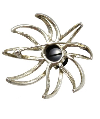 Tiffany Fireworks Silver 925 Onyx Black Brooch à prix réduit toute l'année