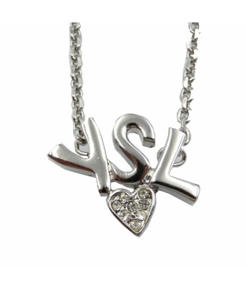 Yves Saint Laurent Metal Stone Silver YSL Heart Necklace 046YVES SAINT LAURENT de votre