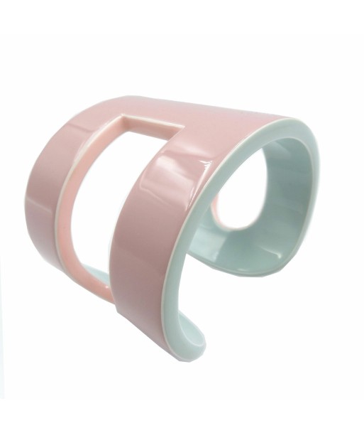 Hermes Anno Lacquer Wood Plastic Bangle Pink Blue Light 044HERMES Jusqu'à 80% De Réduction