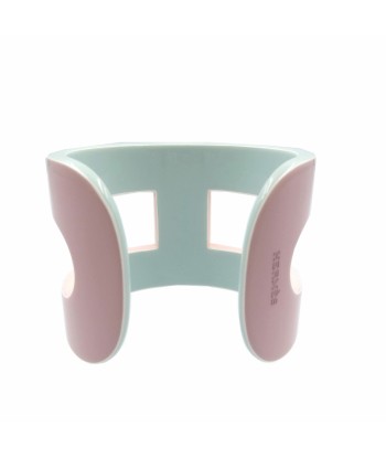 Hermes Anno Lacquer Wood Plastic Bangle Pink Blue Light 044HERMES Jusqu'à 80% De Réduction