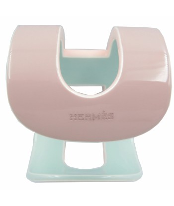 Hermes Anno Lacquer Wood Plastic Bangle Pink Blue Light 044HERMES Jusqu'à 80% De Réduction