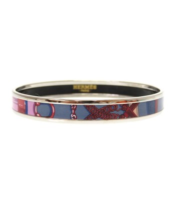 Hermes Emayle PM Bangle Cloisonne Pink Blue X Engraved (2) Les magasins à Paris et en Île-de-France