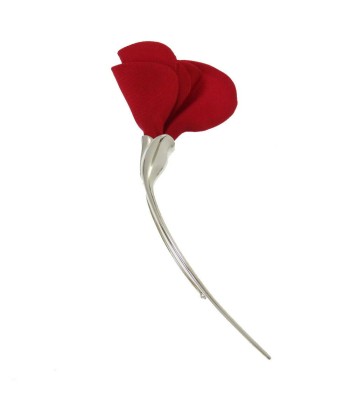 Tiffany Amapola Silver 925 Silk Red Brooch Flower Motif votre