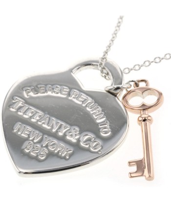 Tiffany Necklace Return to Heart Tag Key Silver 925 Rubed Metal Ladies TIFFANY & Co. la colonne vertébrale