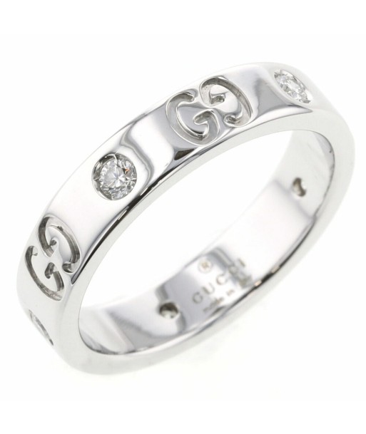 Gucci Ring Icon D0.15ct 5P Width approx. 4mm K18 White Gold Diamond No. 10 Ladies GUCCI paiement sécurisé