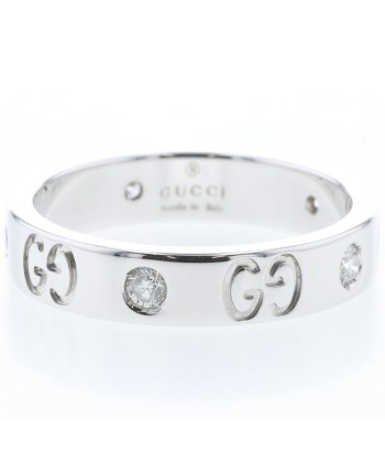 Gucci Ring Icon D0.15ct 5P Width approx. 4mm K18 White Gold Diamond No. 10 Ladies GUCCI paiement sécurisé