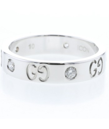 Gucci Ring Icon D0.15ct 5P Width approx. 4mm K18 White Gold Diamond No. 10 Ladies GUCCI paiement sécurisé