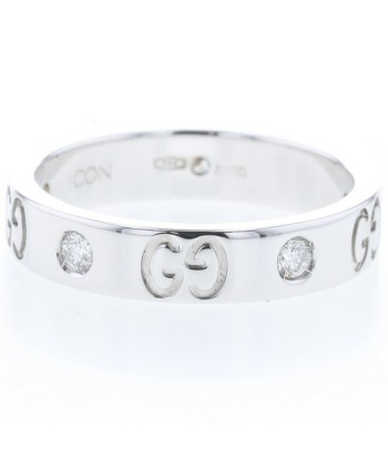 Gucci Ring Icon D0.15ct 5P Width approx. 4mm K18 White Gold Diamond No. 10 Ladies GUCCI paiement sécurisé