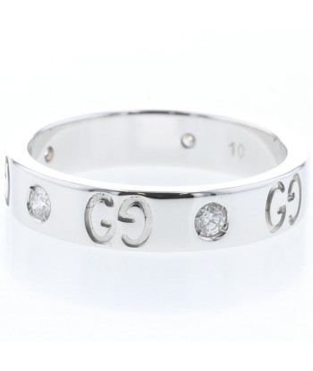 Gucci Ring Icon D0.15ct 5P Width approx. 4mm K18 White Gold Diamond No. 10 Ladies GUCCI paiement sécurisé