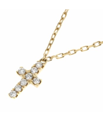 Aker Necklace Cross Pave 0.05ct K18 Yellow Gold Diamond Ladies AHKAH d'Europe débarque