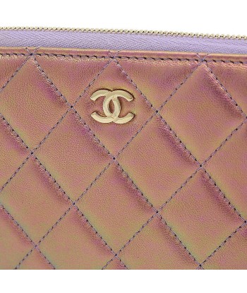 Chanel Matelasse Womens Leather Long Wallet (bi-fold) Metallic Purple En savoir plus