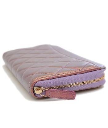 Chanel Matelasse Womens Leather Long Wallet (bi-fold) Metallic Purple En savoir plus