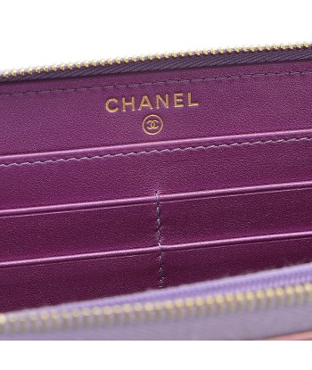 Chanel Matelasse Womens Leather Long Wallet (bi-fold) Metallic Purple En savoir plus