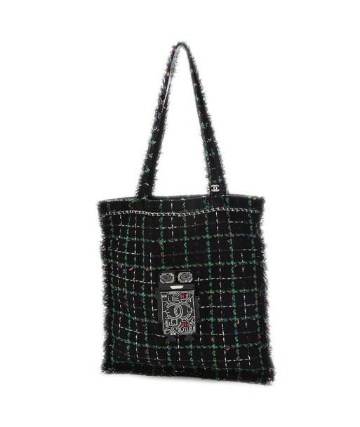 Chanel TweedPlastic Tote Bag BlackMulti-color de France