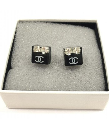 CHANEL Chanel Earrings Coco Mark Circle Rhinestone Black Silver Comment ça marche