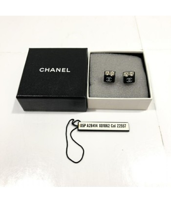 CHANEL Chanel Earrings Coco Mark Circle Rhinestone Black Silver Comment ça marche