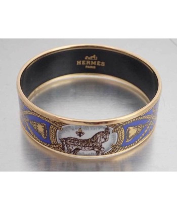 Hermes Bangle Enamel Gold Blue White Bracelet Breath Ladies Amélioration de cerveau avec