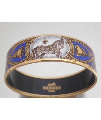 Hermes Bangle Enamel Gold Blue White Bracelet Breath Ladies Amélioration de cerveau avec