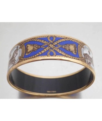 Hermes Bangle Enamel Gold Blue White Bracelet Breath Ladies Amélioration de cerveau avec