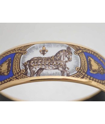 Hermes Bangle Enamel Gold Blue White Bracelet Breath Ladies Amélioration de cerveau avec