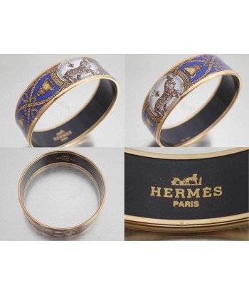 Hermes Bangle Enamel Gold Blue White Bracelet Breath Ladies Amélioration de cerveau avec