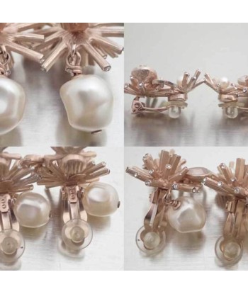 Chanel CHANEL Earrings Coco Mark Pink Gold White Fake Pearl Rhinestone Women's pour bénéficier 