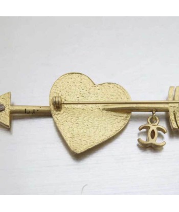 Chanel CHANEL Brooch Coco Mark Heart Gold Pink Beige Enamel Pin Ladies votre