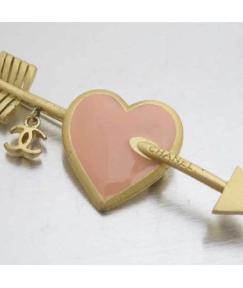 Chanel CHANEL Brooch Coco Mark Heart Gold Pink Beige Enamel Pin Ladies votre