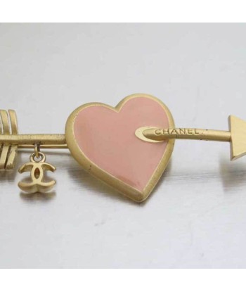 Chanel CHANEL Brooch Coco Mark Heart Gold Pink Beige Enamel Pin Ladies votre