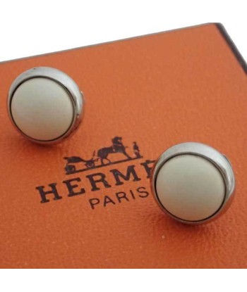 Hermes Earrings Eclipse Silver Off-White Enamel Small Ladies acheter